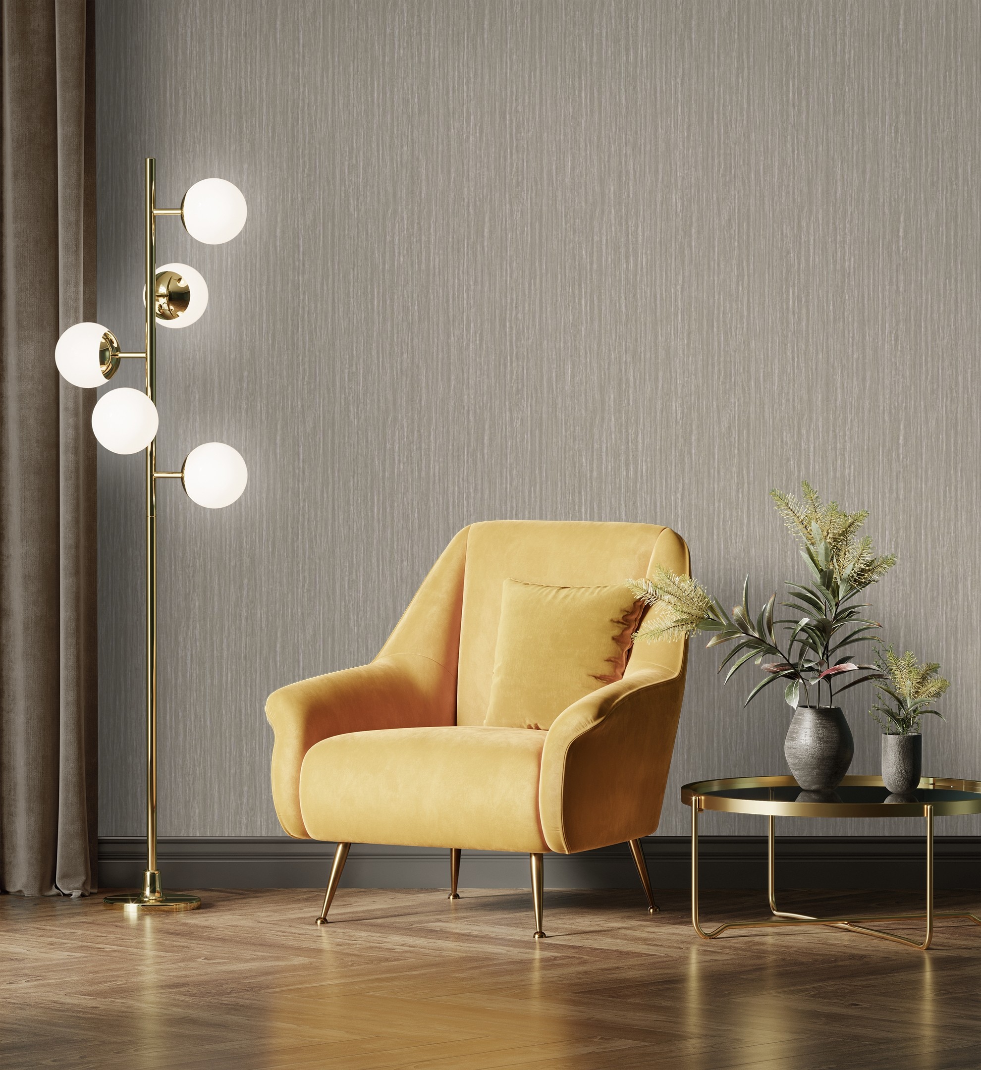Papel pintado vinílico lavable imitando a la tela con pliegues fruncida en relieve - opulent texture 676871 de gaulan - rollo de 10 m x 1,06 m