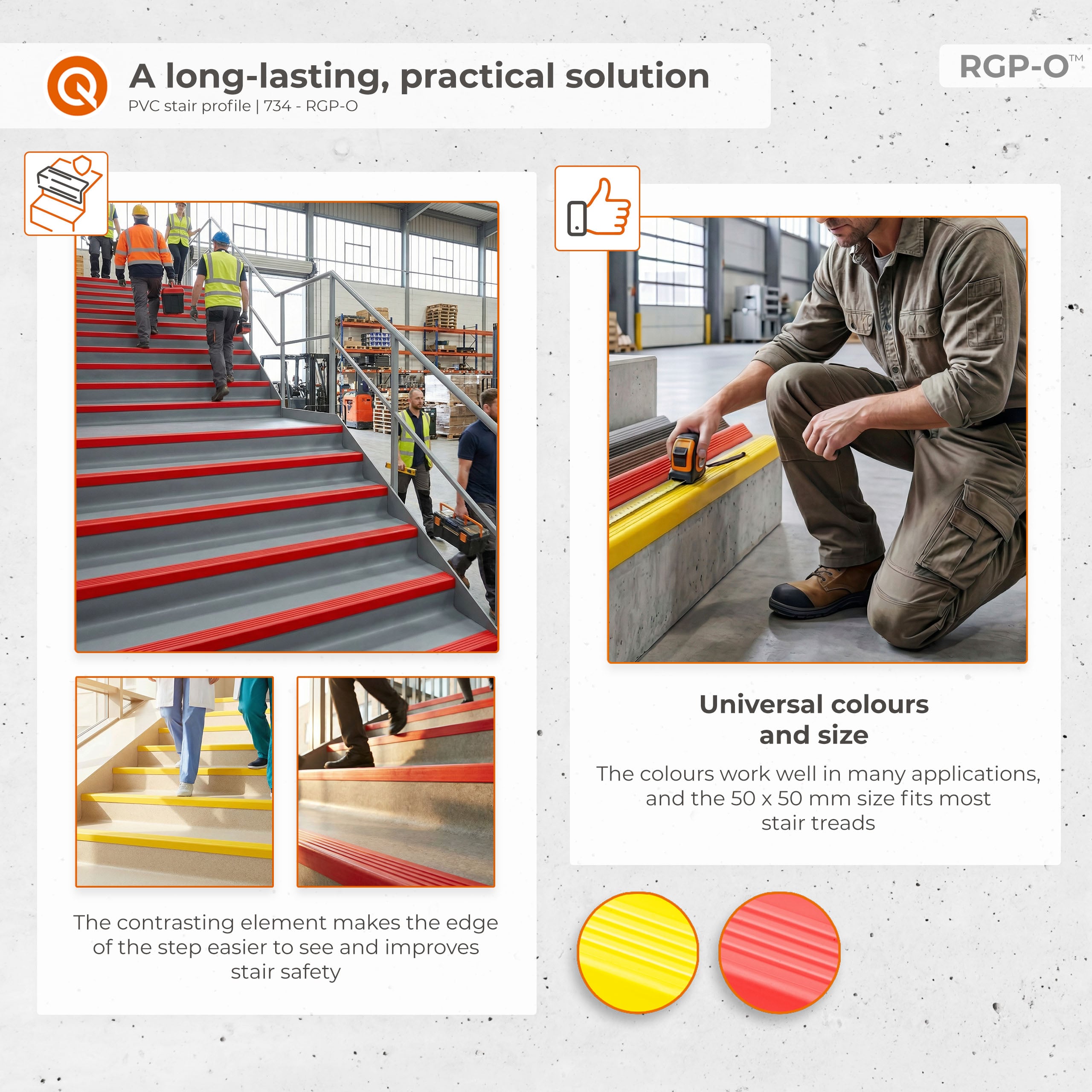Perfil de escalón PVC autoadhesivo 50x50 mm - protector antideslizante ...