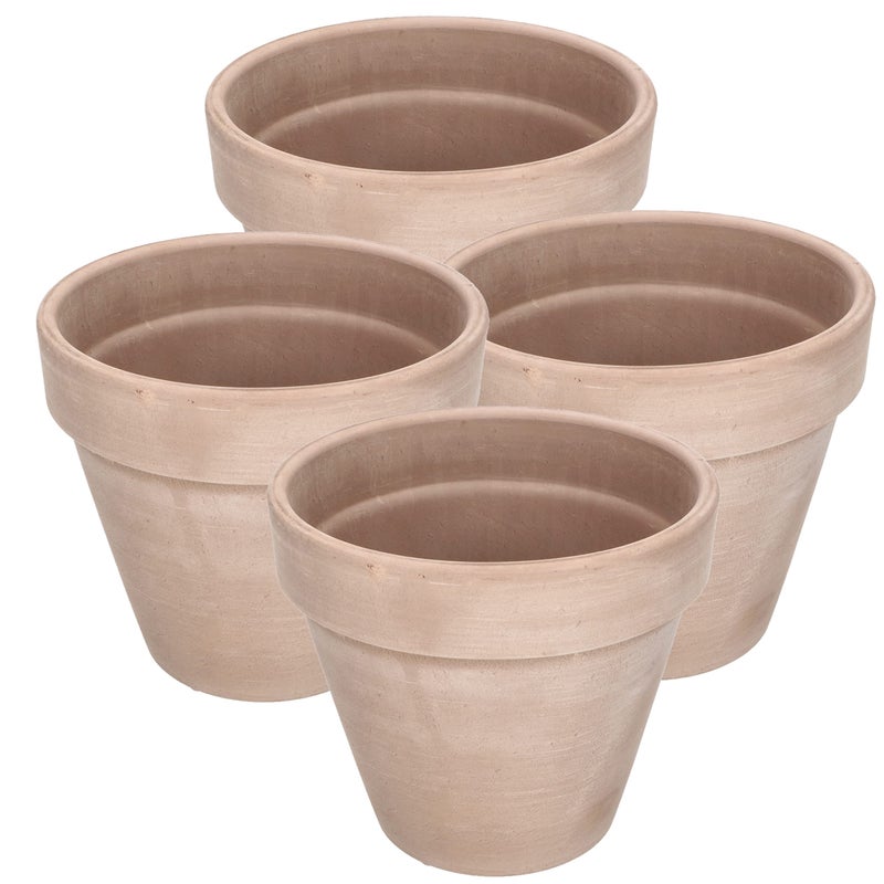 Zestaw 4x doniczka gliniana 15 cm donica ceramiczna terakota moka na kwiaty - KOTARBAU