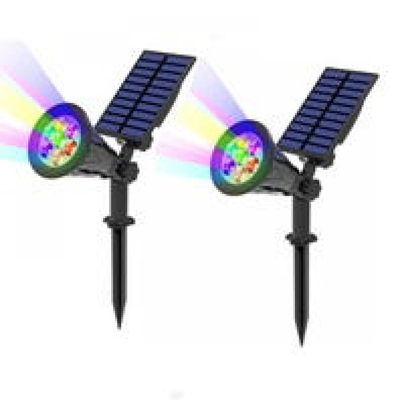 Zestaw 2 lamp solarnych z 7 diodami LED, zewnętrzne reftory solarne, bezprzewodowe, wodoodporne IP65, regulowane w zakresie 180°