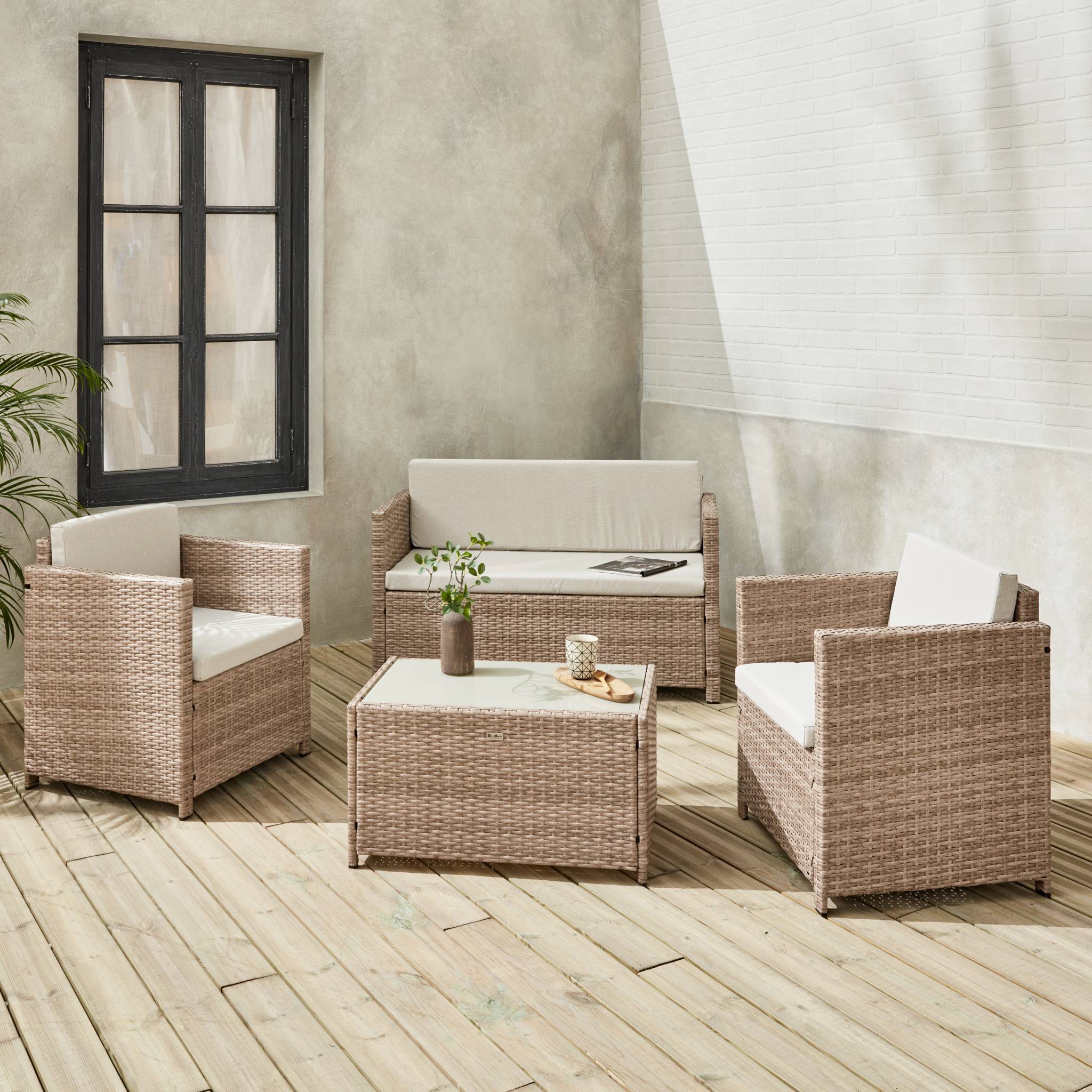 Salon de jardin en Acier Beige 4 personnes - 2