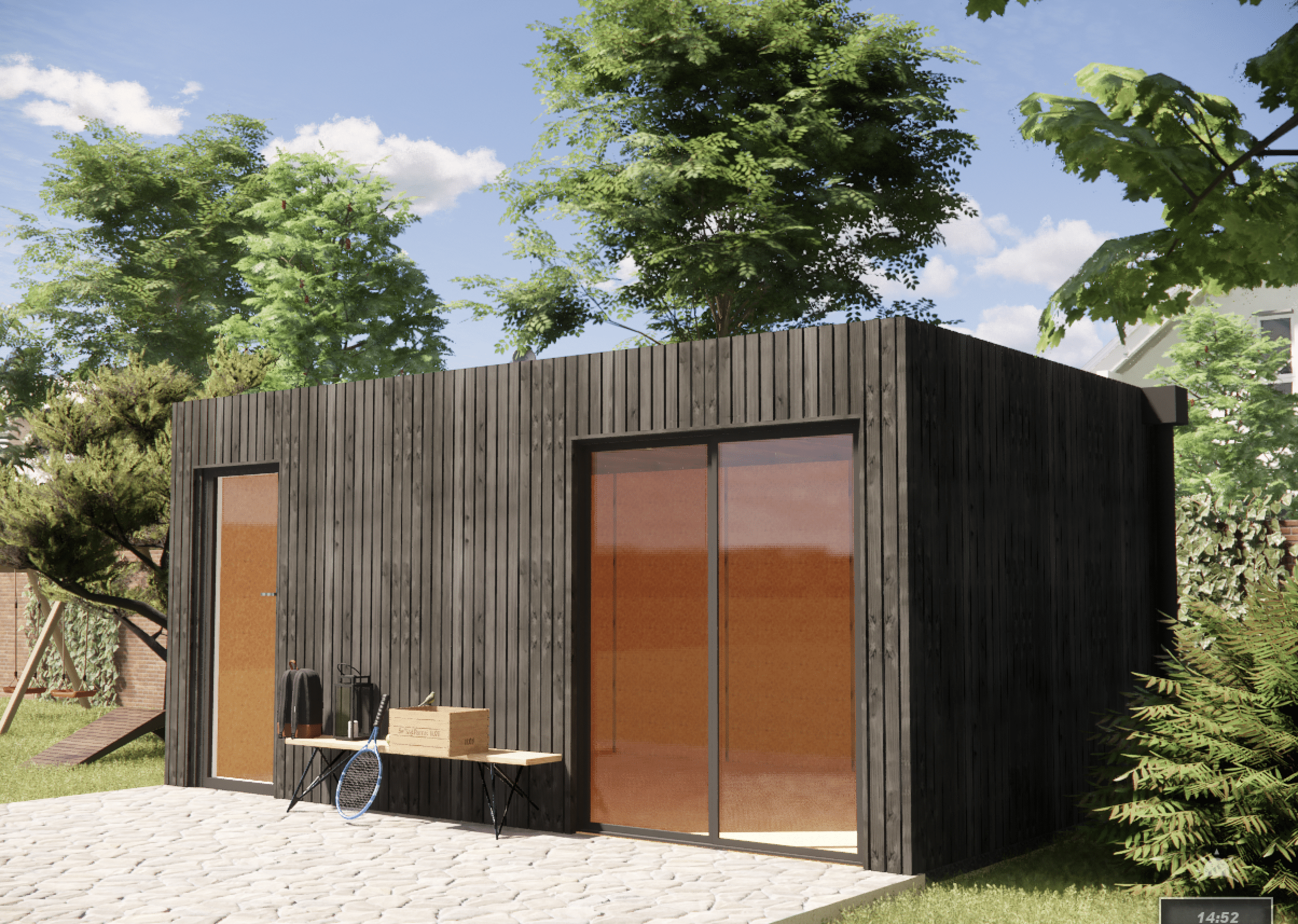 Extension maison en bois en bois 5,5 x 3,5 x 2,7 m avec plancher isolé - 6