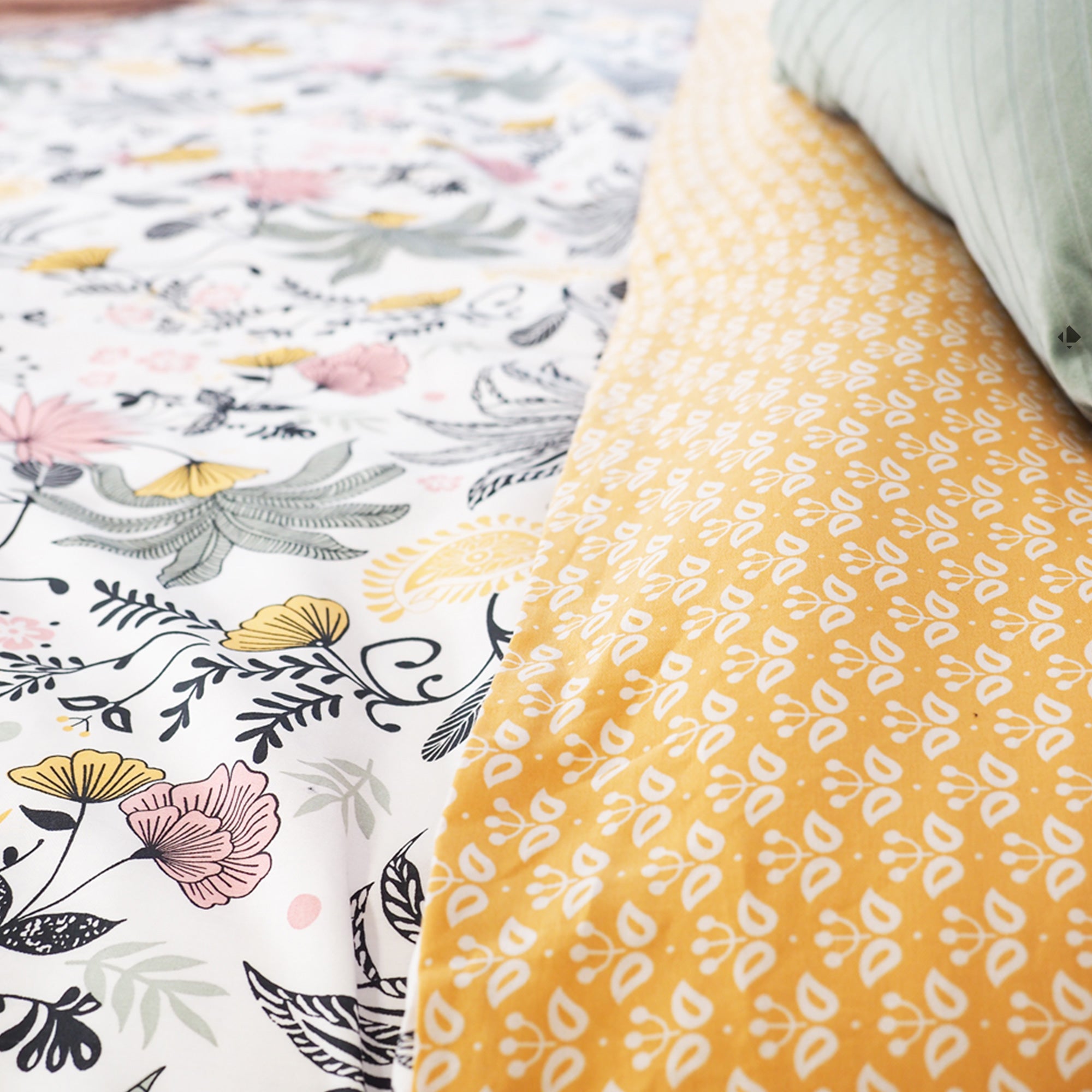 Parure de lit 260x240 cm Satin de coton WAYAN Vert 3 pièces - 3