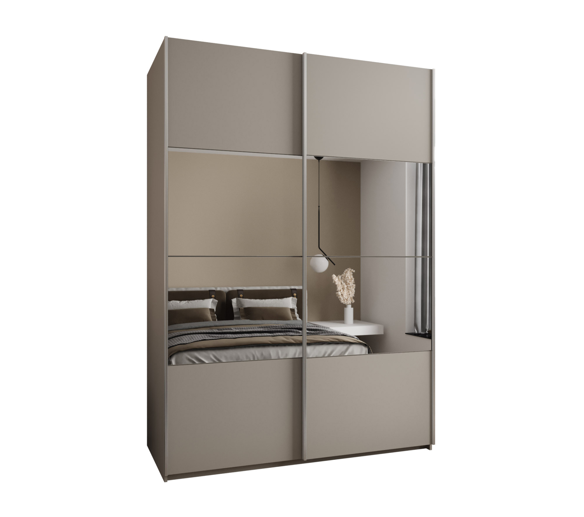 Szafa przesuwna wysoka Lux 4 170 x 64 x 245,5 cm kaszmir + kaszmir + u. srebrny - Abiks Meble