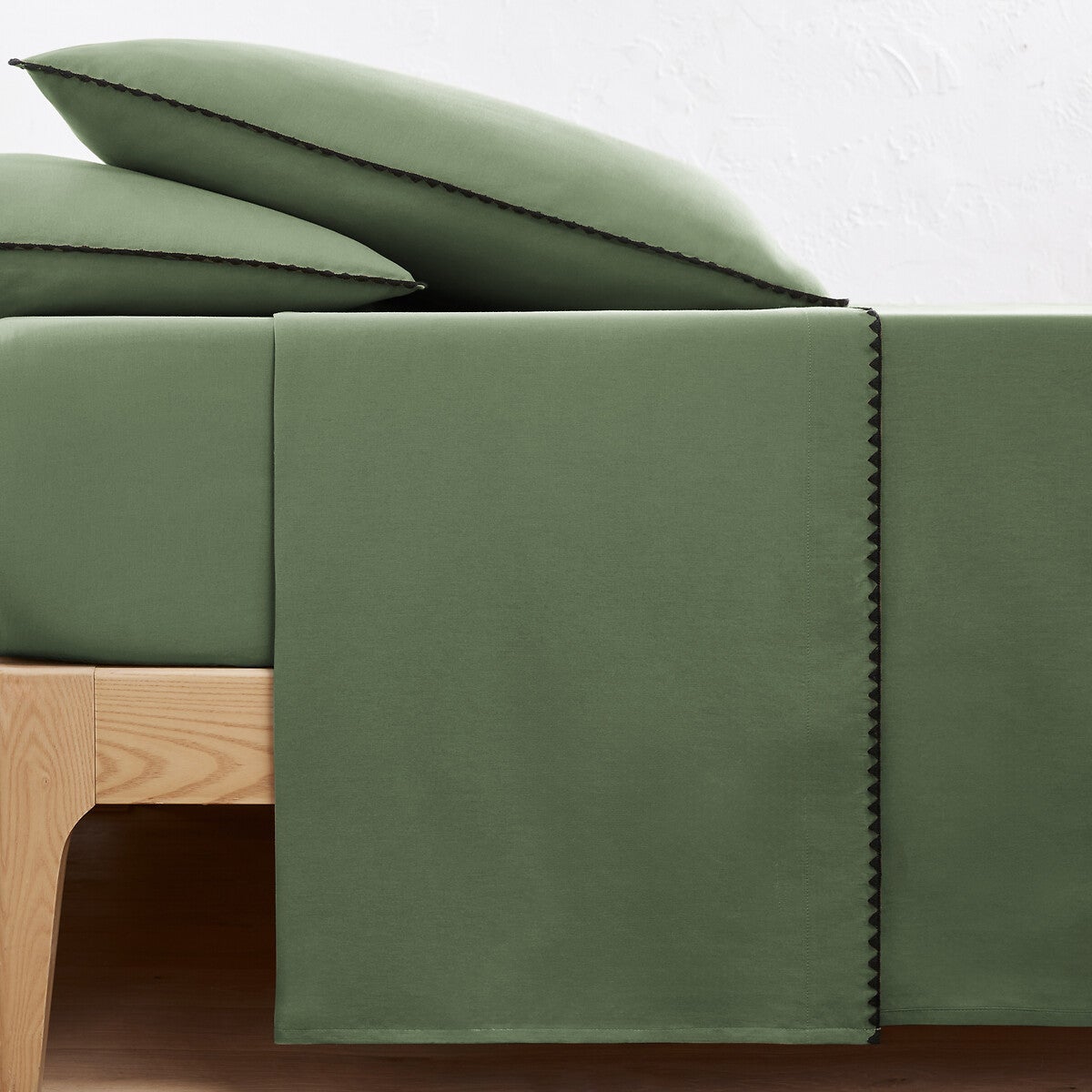 Drap Plat "Carina" En Coton 240x290cm Vert Kaki - Atmosphera