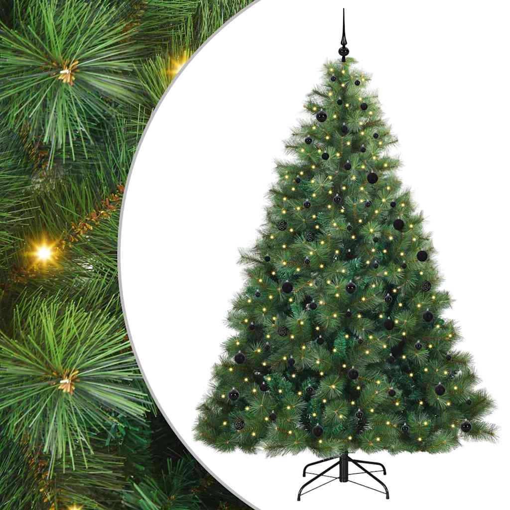 Sztuczna choinka z 300 diodami LED Zielony 240 cm PE i PVC