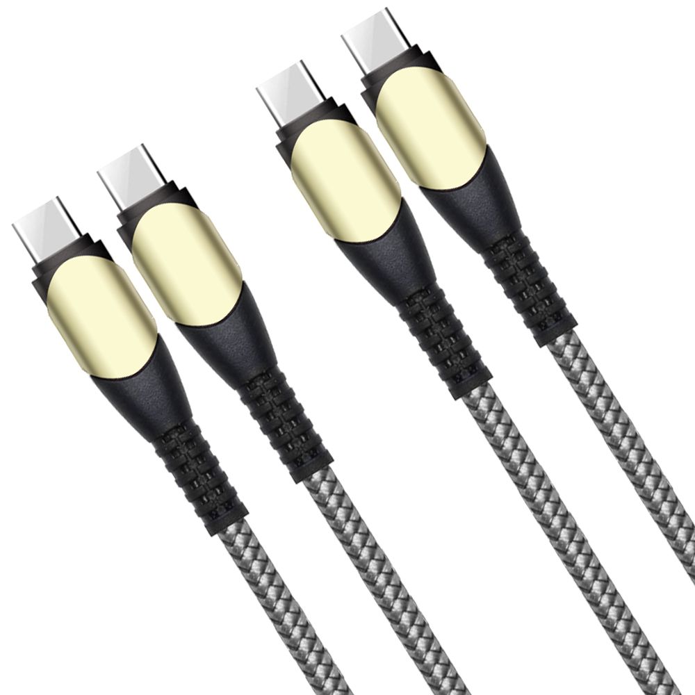 Câble USB-C Vers USB-C 60W Rétractable 2m - Lot De 2 - Charge Rapide Et Transfert De Données