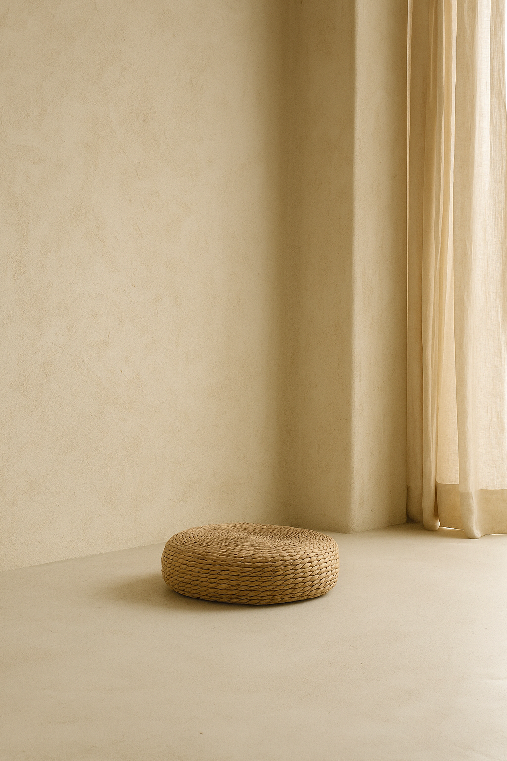 Puff redondo plano hoja de banana Ø40x10cm – Diseño natural reciclable y biodegradable - 3