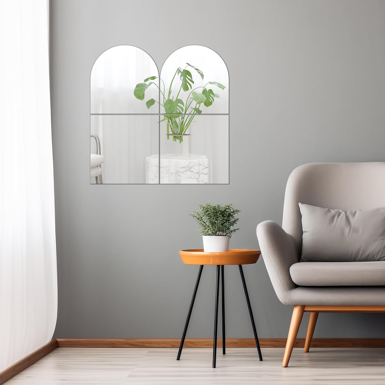 Stick On Mirrors 4pcs 30 x 30cm carreaux miroir autocollants, feuille de miroirs acryliques miroir long mur pour portes de garde-robe, mur - 4