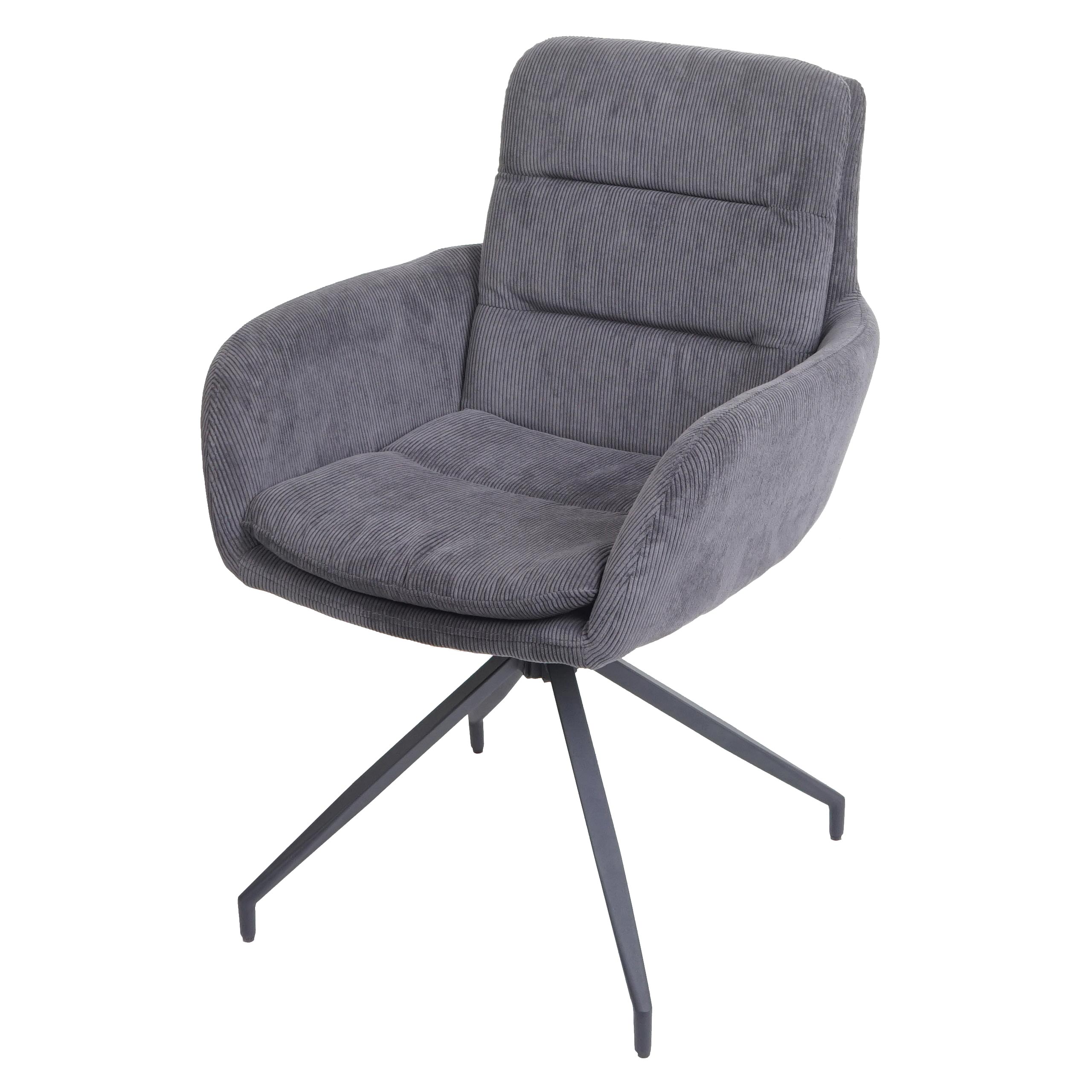 Krzesło do jadalni HWC-K32, krzesło kuchenne, fotel, pozycja obrotowa automatyczna, tkanina MVG ~ Cord grey