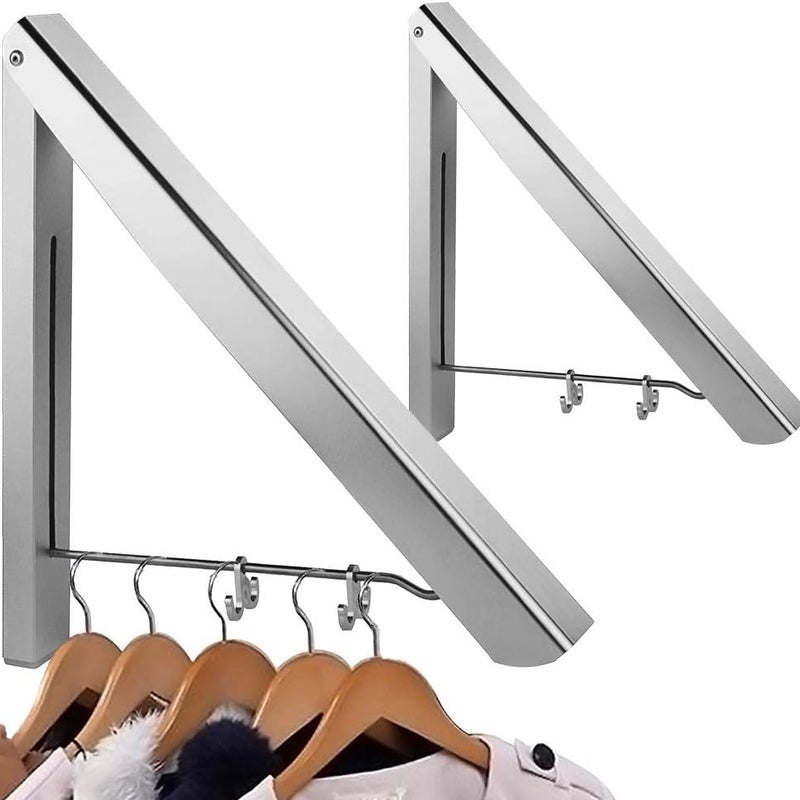 Składane, aluminiowe wieszaki ścienne na ubrania, zestaw 2 szt.