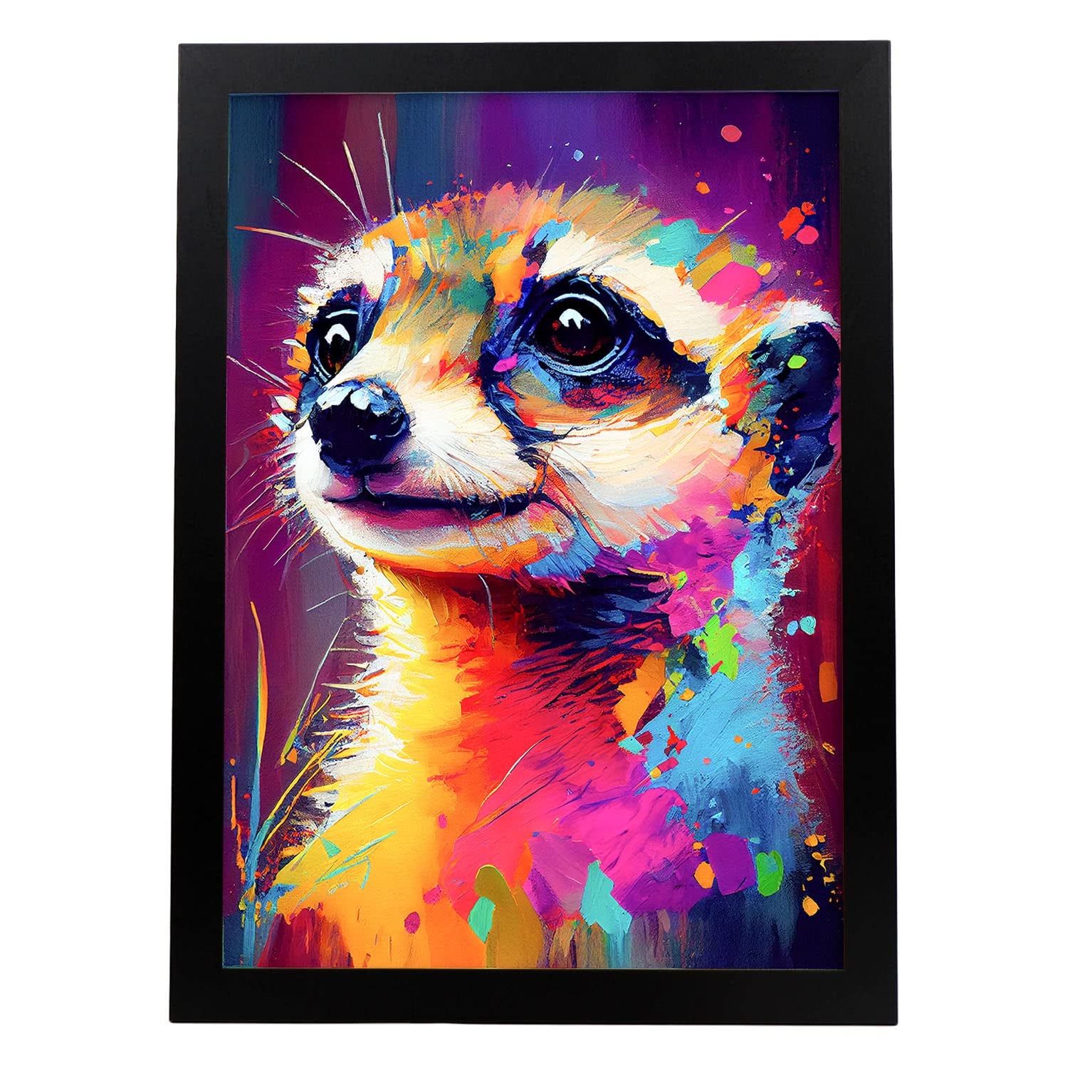 Nacnic poster de manchat estilo retrato coloridas ilustraciones de animales en acuarela impresiones artísticas modelo 2 a3 con marco negro