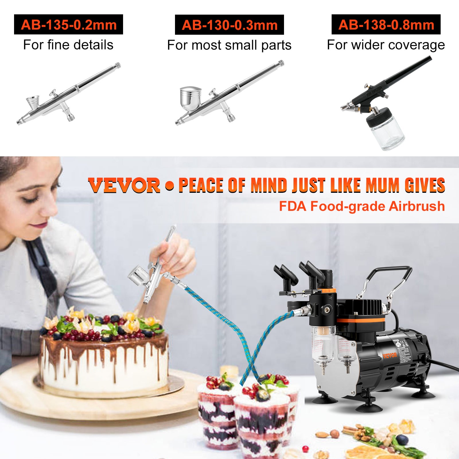 40 PSI Aérographe Pistolet Aérographe Portable Airbrush Kit avec Compresseur à double action pour maquillage, décoration de gâteau - Beaux-Arts et Loisirs créatifs