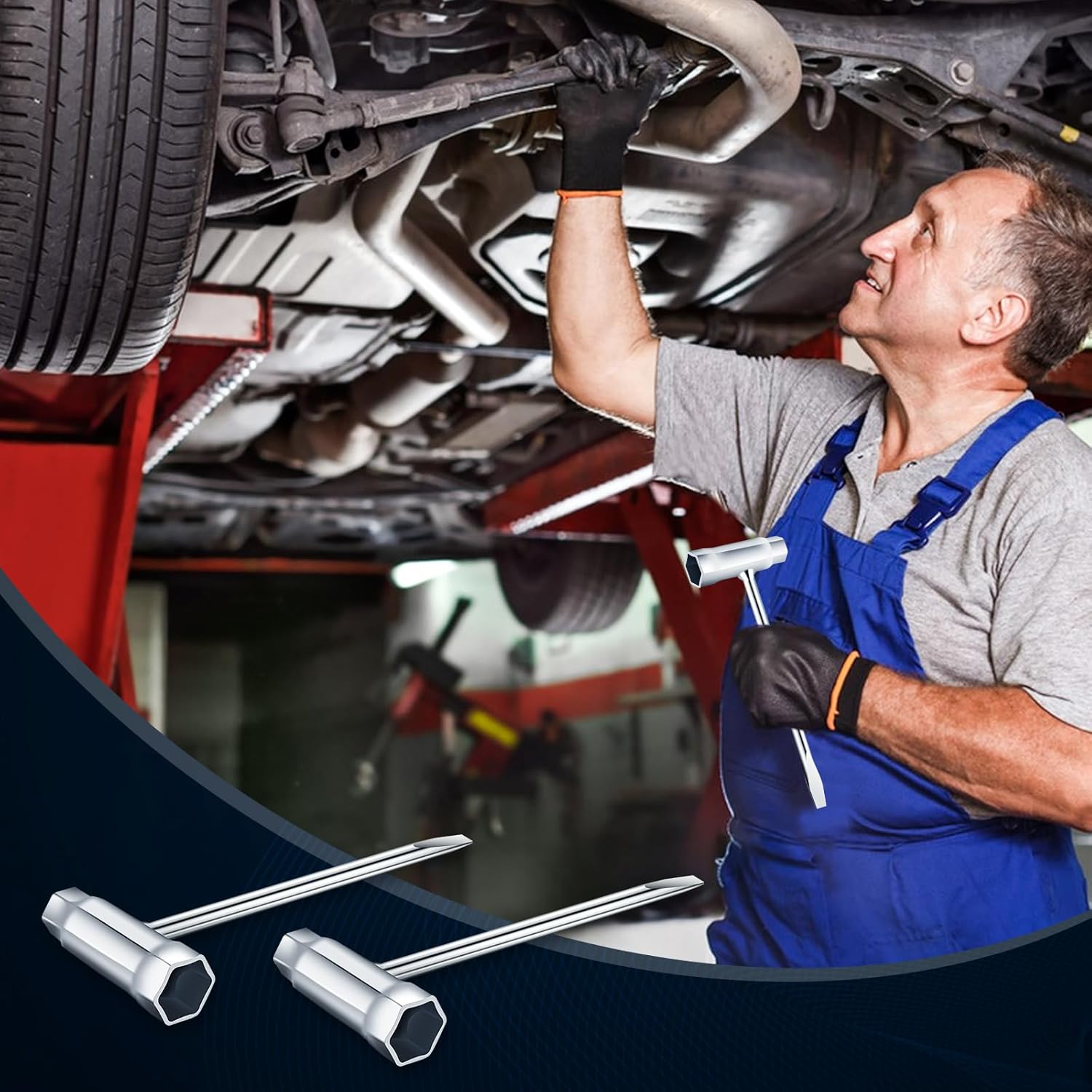 Lot de 3 clés à bougie d'allumage - 13 x 19 mm - En forme de T - Clé à chaîne - Clé combinée - Outil de jardin - 5