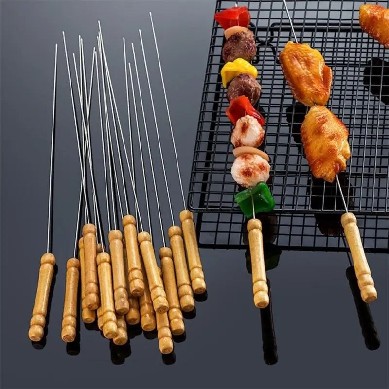 10 PCS szaszłyki ze stali nierdzewnej stalowe szaszłyki do użycia żelazne szaszłyki grill Camping na zewnątrz - narzędzia kuchenne
