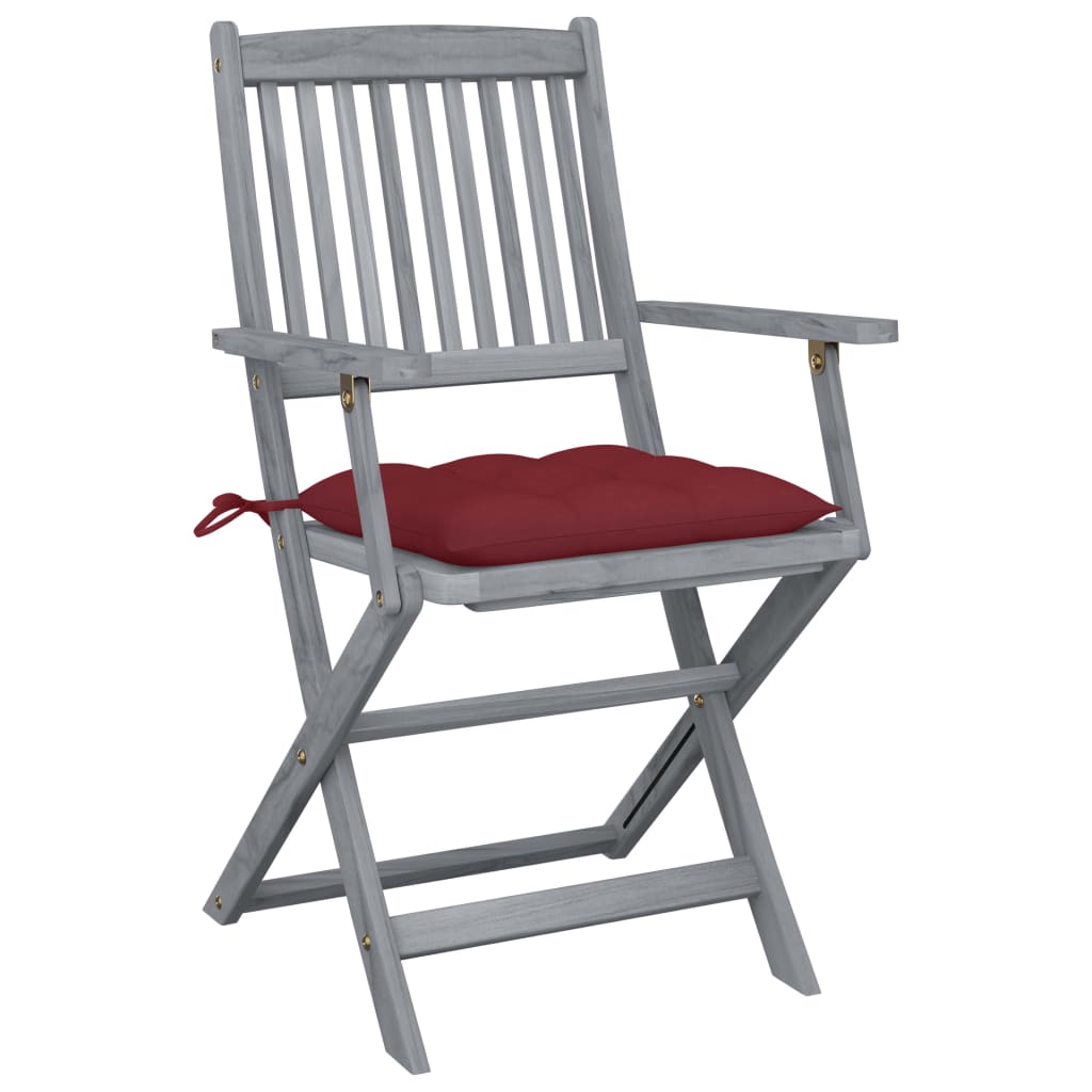 4 piezas Sillas de jardín | Silla de exterior | Sillon jardín plegables cojines madera maciza acacia CFW602274 - 3