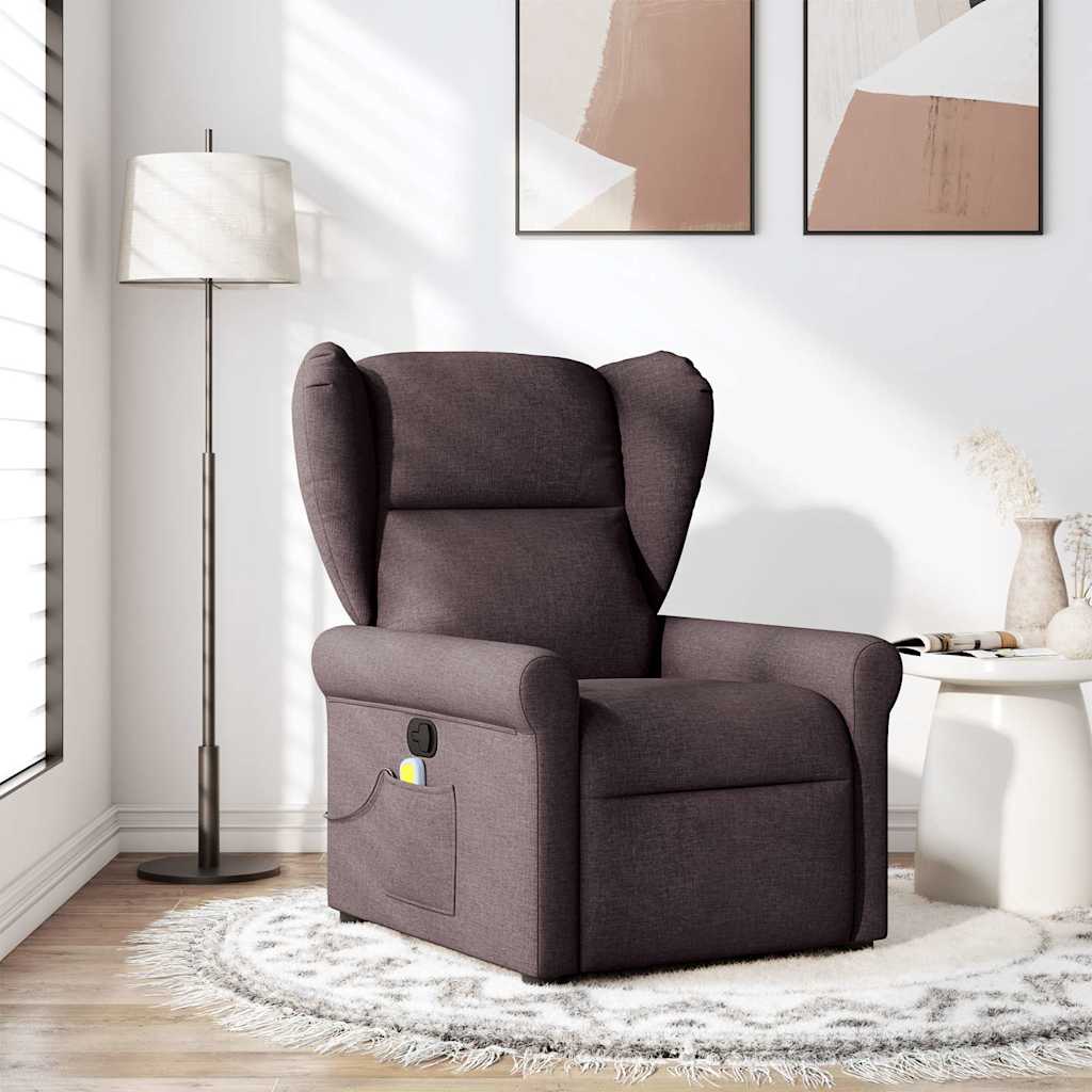 Fauteuil de massage | Fauteuil de relaxation | Chaise de relaxation inclinable Marron foncé Tissu CFW594863 - 2