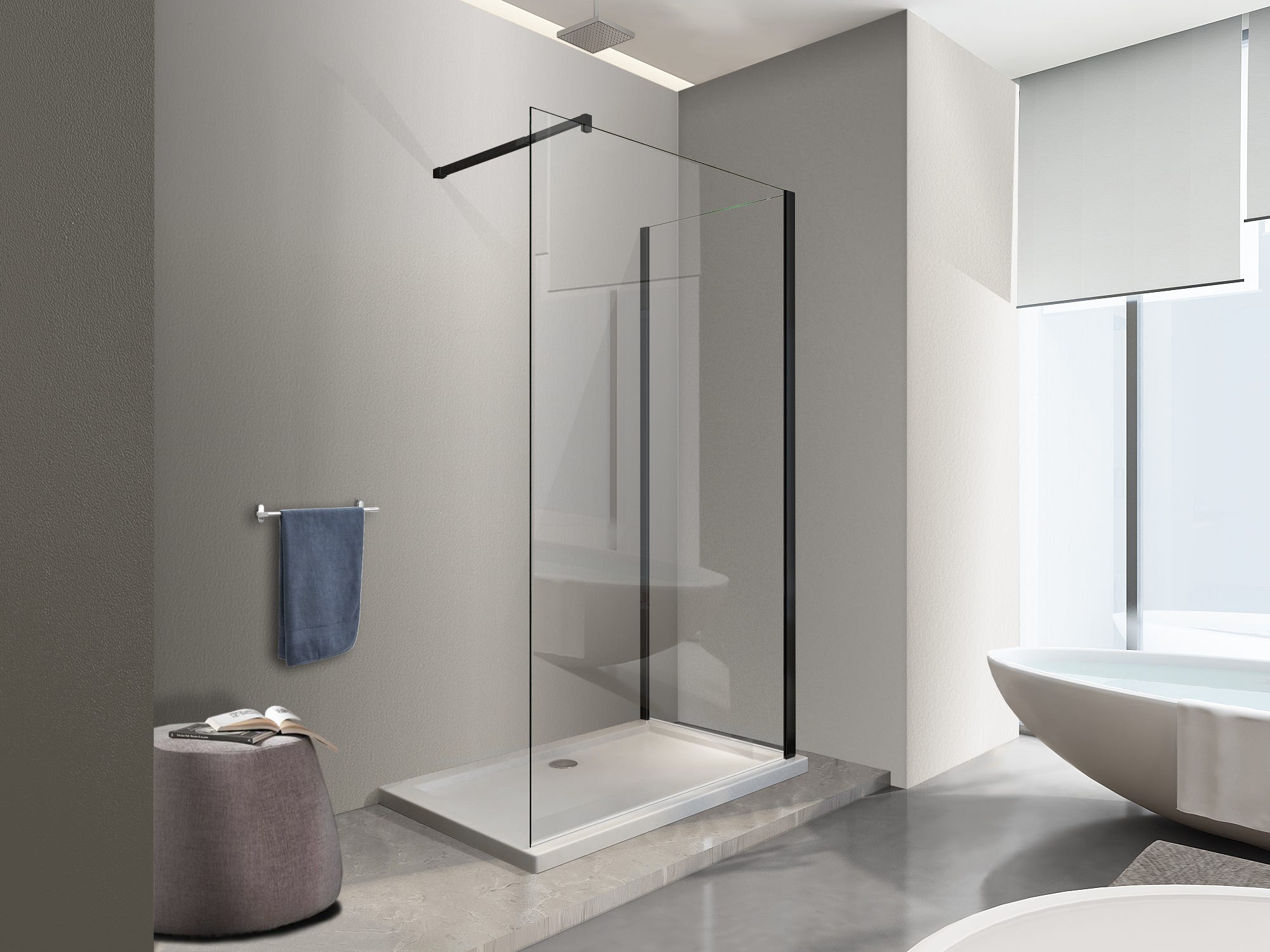 NALA Paroi de Douche d'Angle à l'italienne en Verre Transparent 8MM