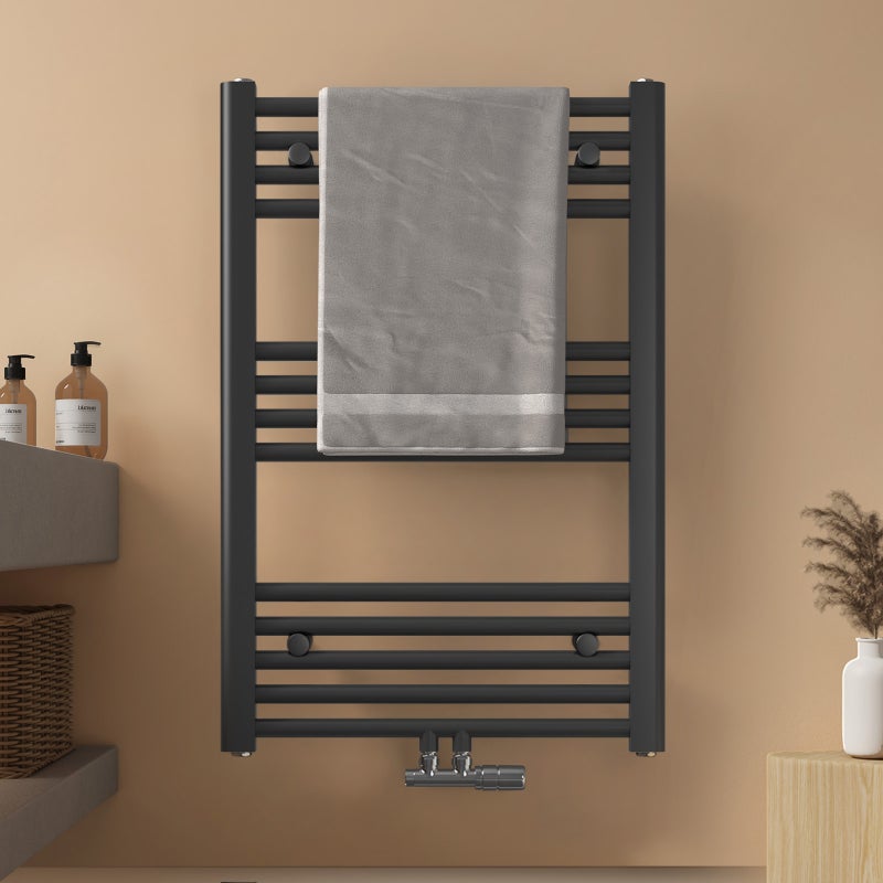 EMKE Grzejnik Łazienkowy 291W, 75x50 cm, 6 bar, do 4 m² – Antracytowy