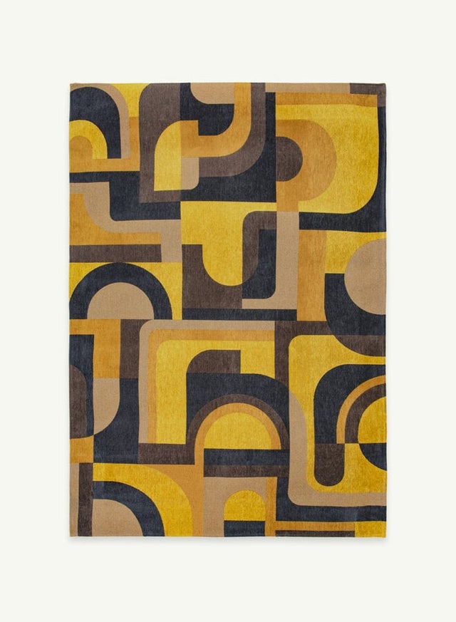 Module design - Tapis géométrique Nuance - Jaune Meyer - 140 x 200 CM - louis de poortere