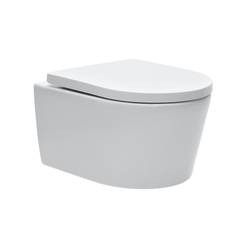 Swiss Aqua Technologies Pack WC bâti-autoportant + WC SAT sans bride + Abattant softclose + Plaque blanche + Set d'habillage - 3