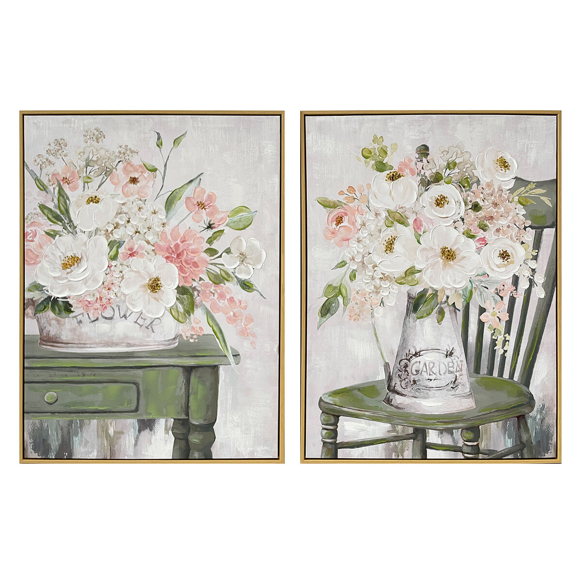 Cuadro dkd home decor 60 x 3,5 x 80 cm florero shabby chic (2 unidades)