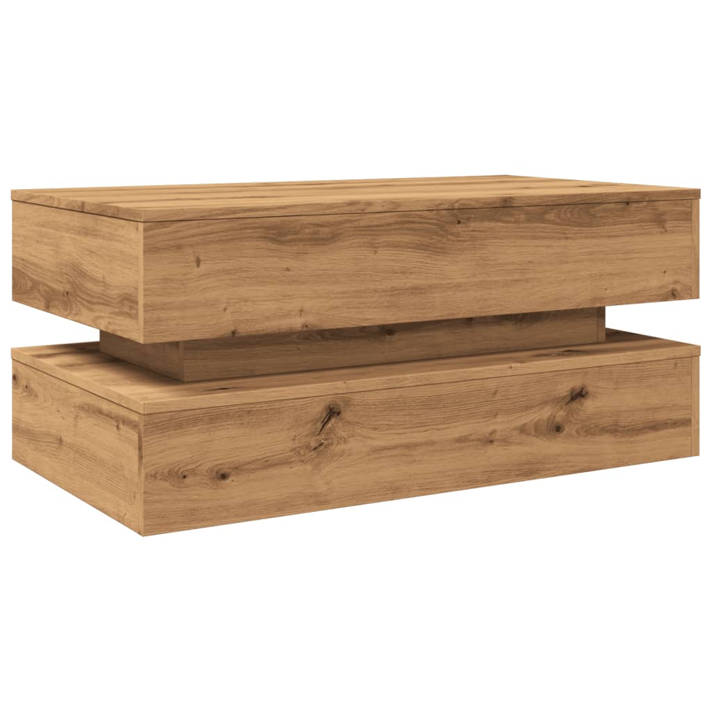 Maison Exclusive - Table basse avec lumières LED chêne artisanal 90x50x40 cm - 3