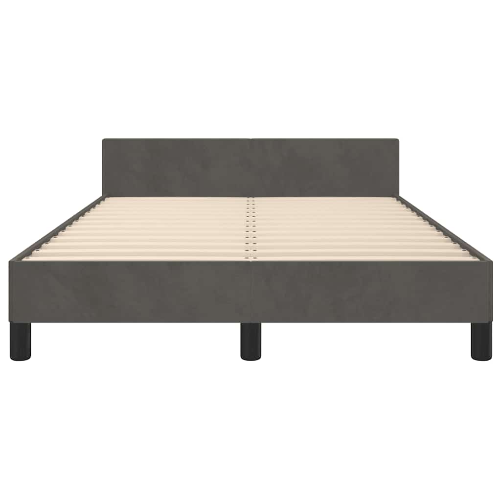 Cadre de lit sans matelas, velours, gris foncé, pour la chambre, 120 × 200 cm - 5