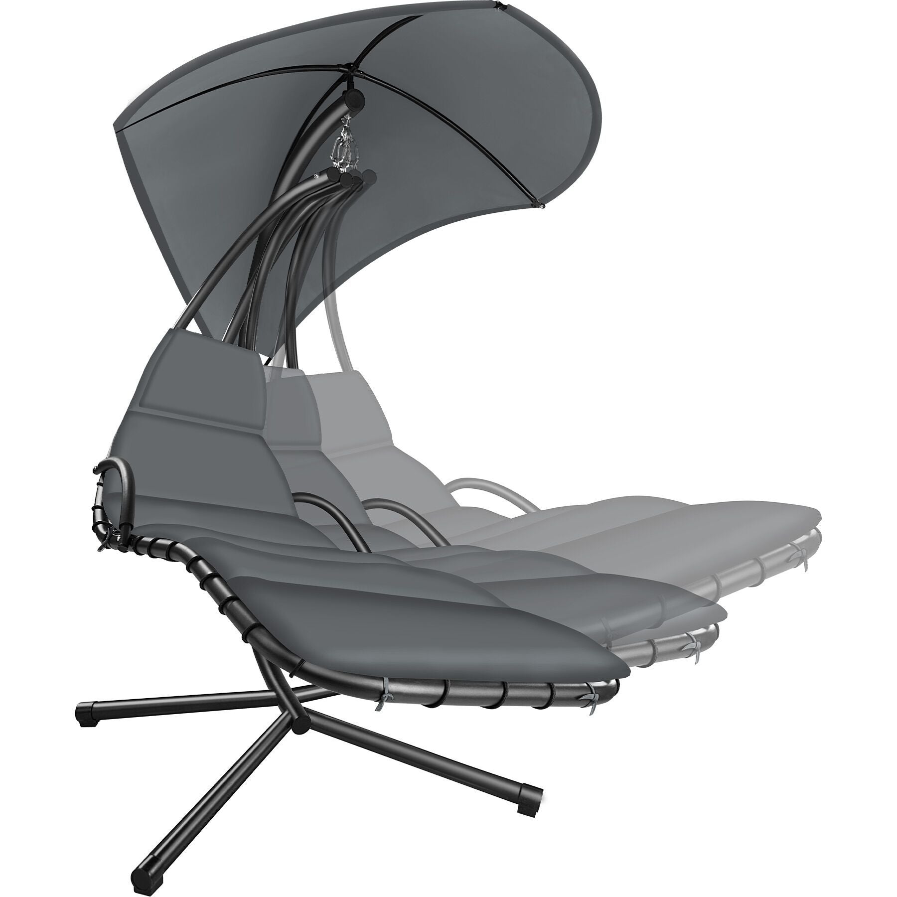 Fauteuil en acier, suspension stable, surface ergonomique, avec pare-soleil, poche latérale, gris TECTAKE - 3
