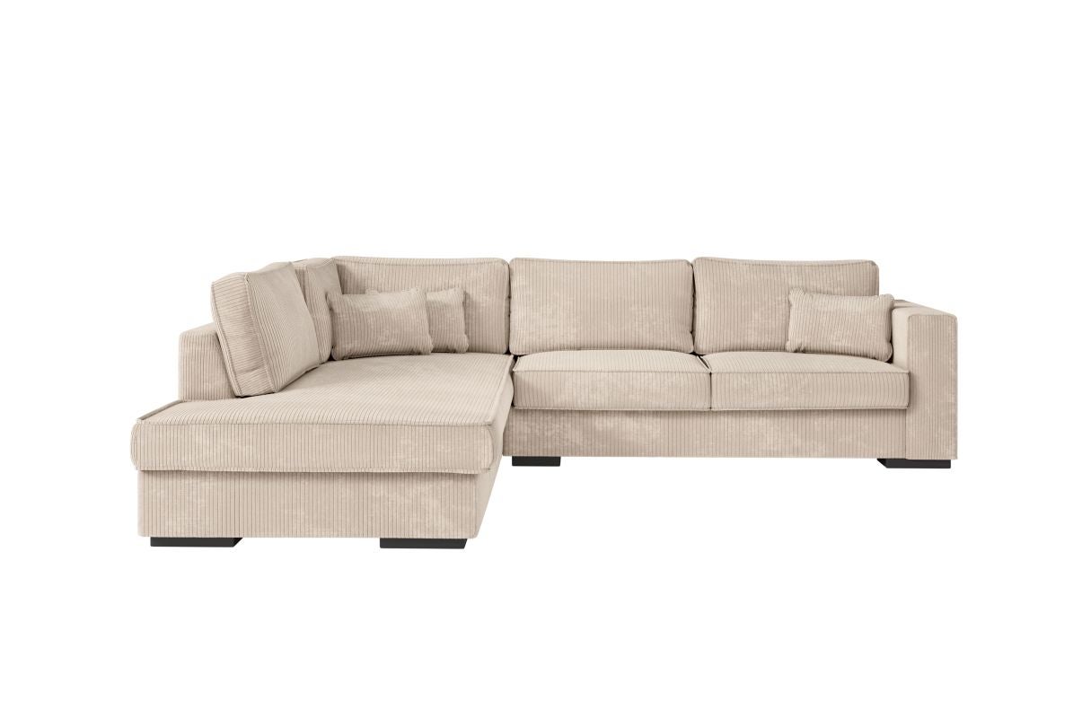 Loungitude - BELAMI - Canapé d'angle XXL 6 places en velours côtelé - Beige - Angle Gauche - 5