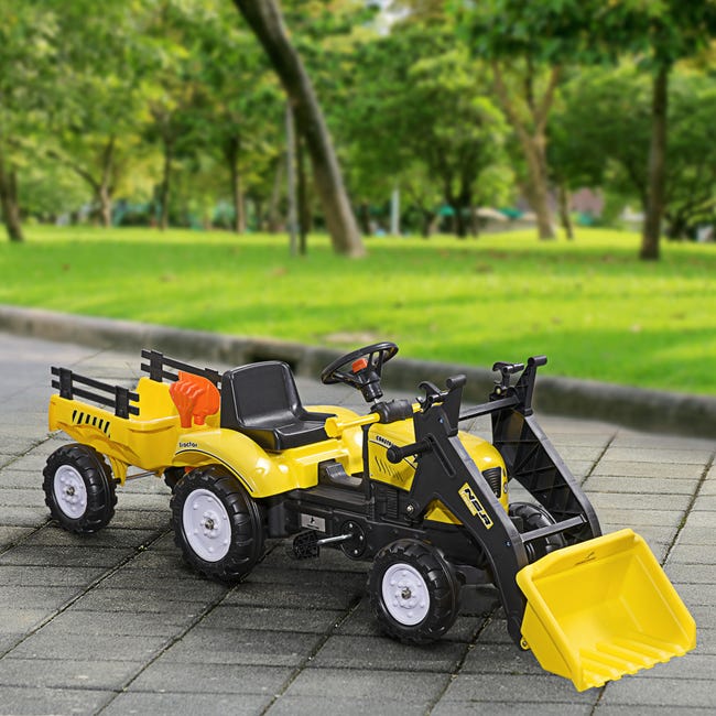 Fourche Fonctionnelle Tracteur à Pédales Pour Enfants 3-4 Ans - Avec Sons, Et Rangement - HOMCOM Fourche Fonctionnelle Tracteur à Pédales Pour Enfants 3-4 Ans - Avec Sons, Et Rangement - HOMCOM