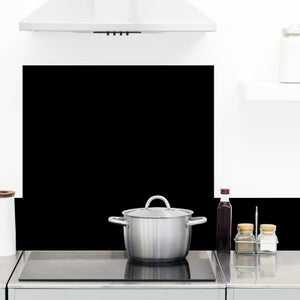 Crédence Cuisine Verre Trempé Noir 100x60 Cm - Épaisseur 6 Mm - Anti-éclaboussures Résistante