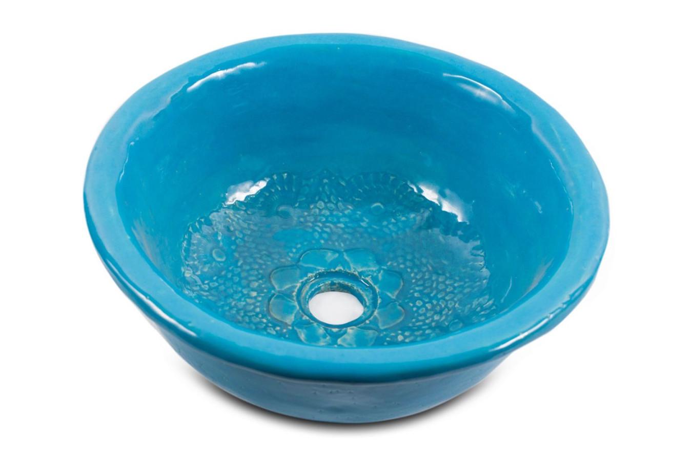 Ręcznie wykonana umywalka ceramiczna Lucja – Okrągła, dekoracyjna umywalka nablatowa 38 x 16 cm | Ekskluzywna umywalka łazienkowa