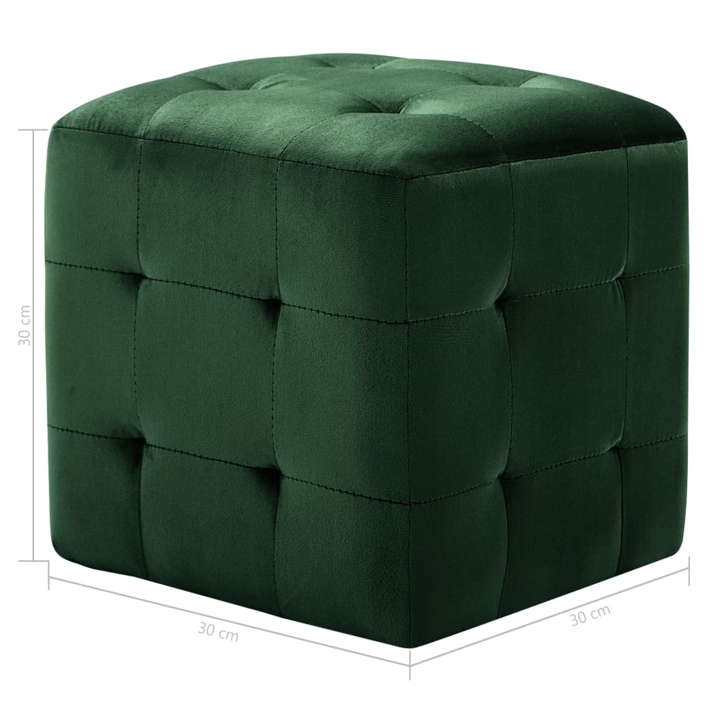 Pufe 2 unidades veludo verde 30x30x30 cm - 6