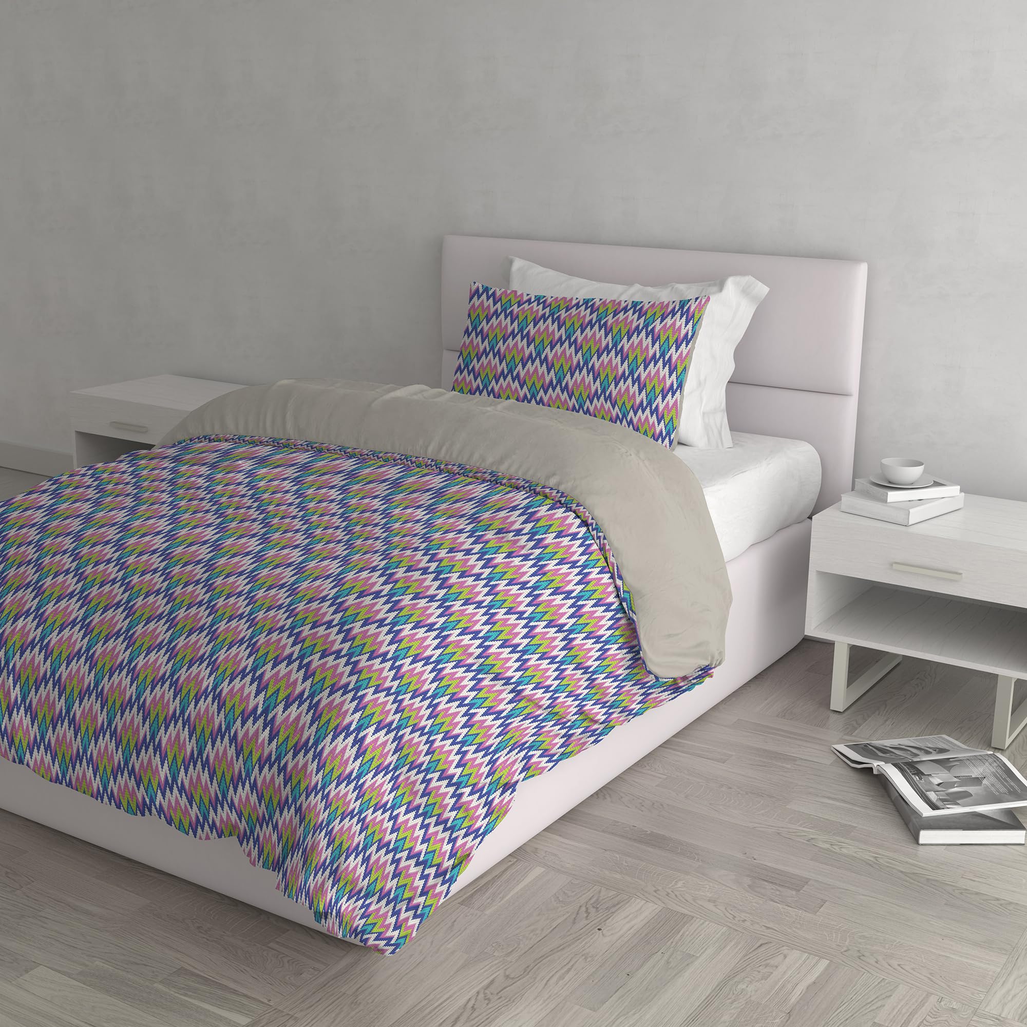 Copripiumino Fantasy Made In Italy In Microfibra - Parure Piazza E Mezza Con Certificazione Oeko-Tex