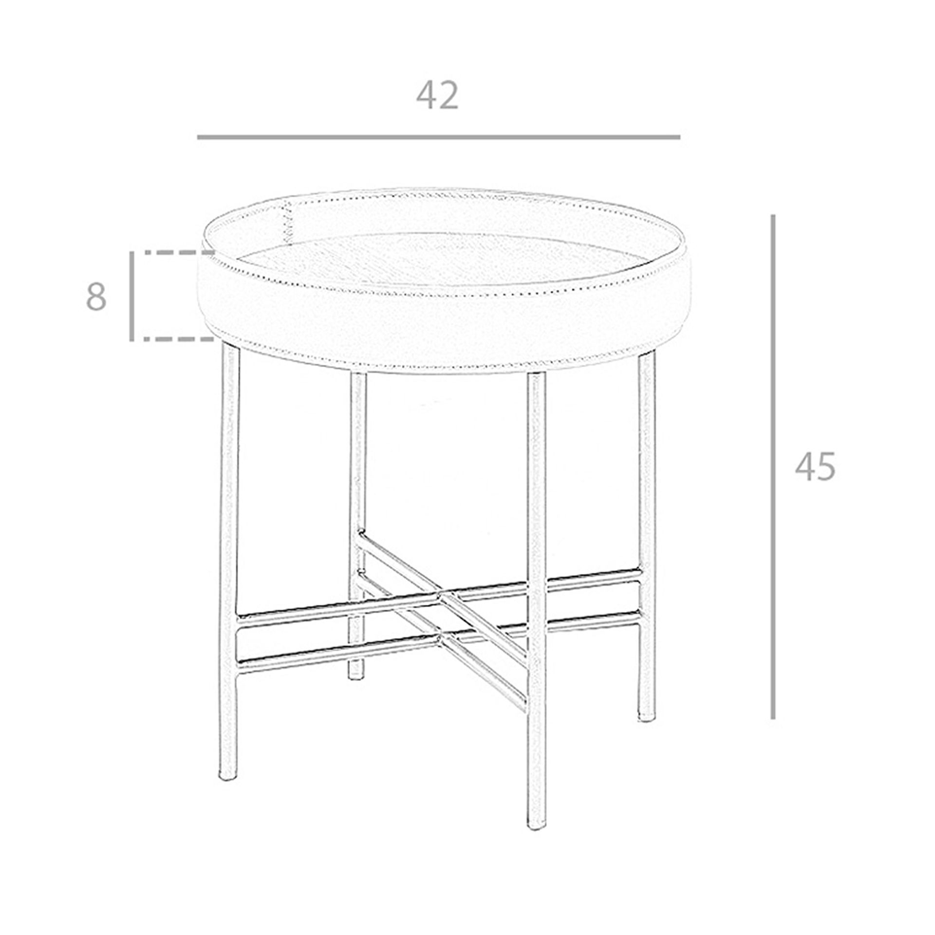 ANGEL CERDA Table d'angle ronde en simili cuir, noyer et acier noir - 9