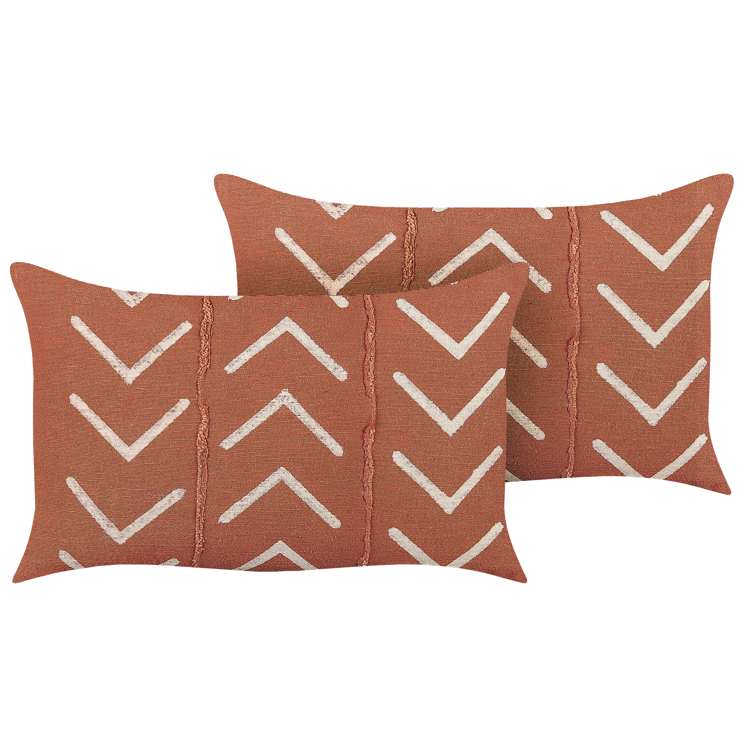 Lot 2 Coussinets + 2 Housses Orange/beige + 2 Housses Beiges - Fait Main - Neuf