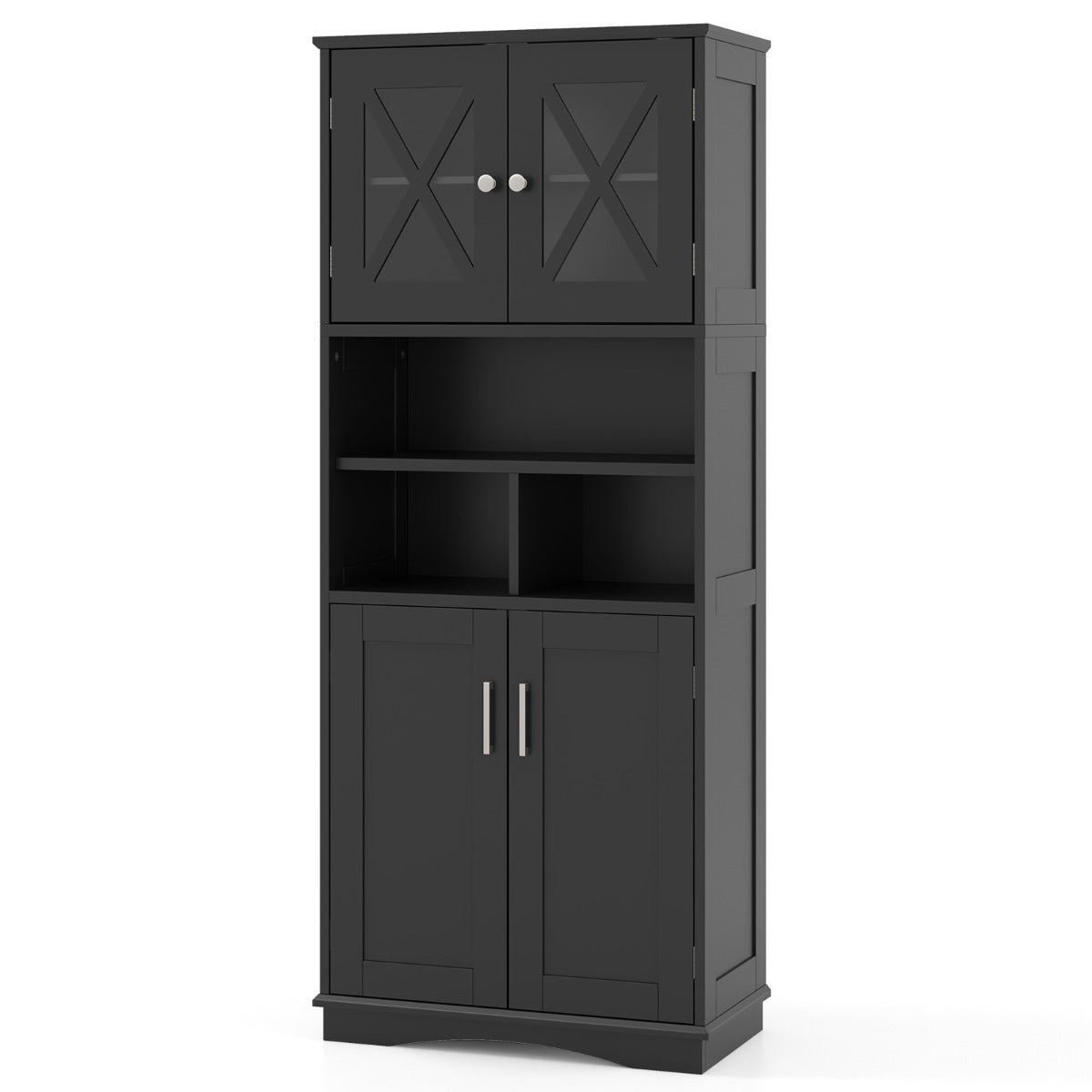 Essenza Armario Alto Para Baño Con Puertas Y Estantes Ajustables 145 Cm – Negro , Leroy Merlin