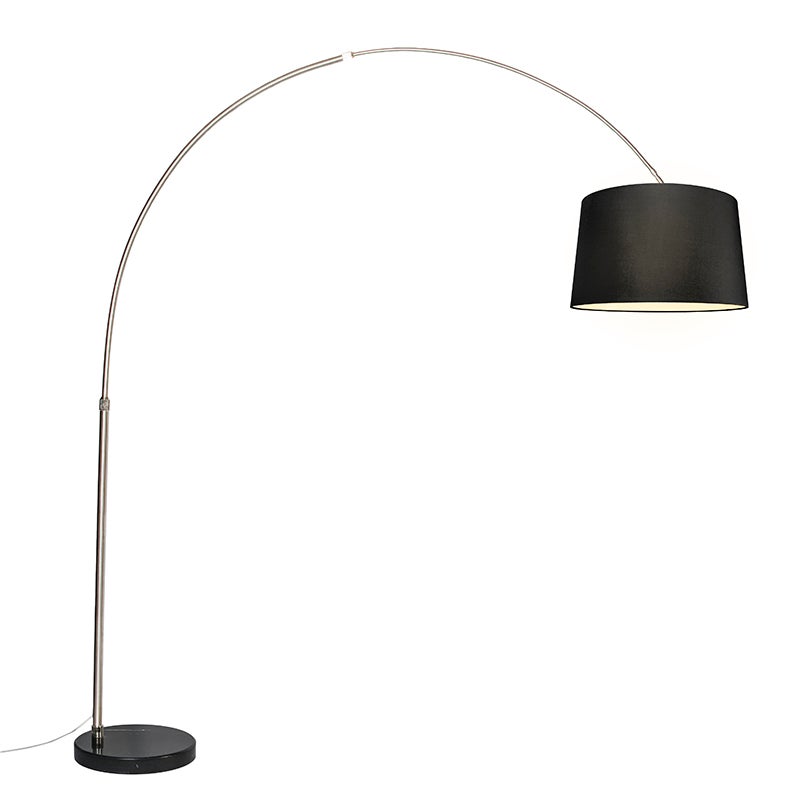 Lampa łukowa stalowy klosz z tkaniny czarny 45 cm - XXL