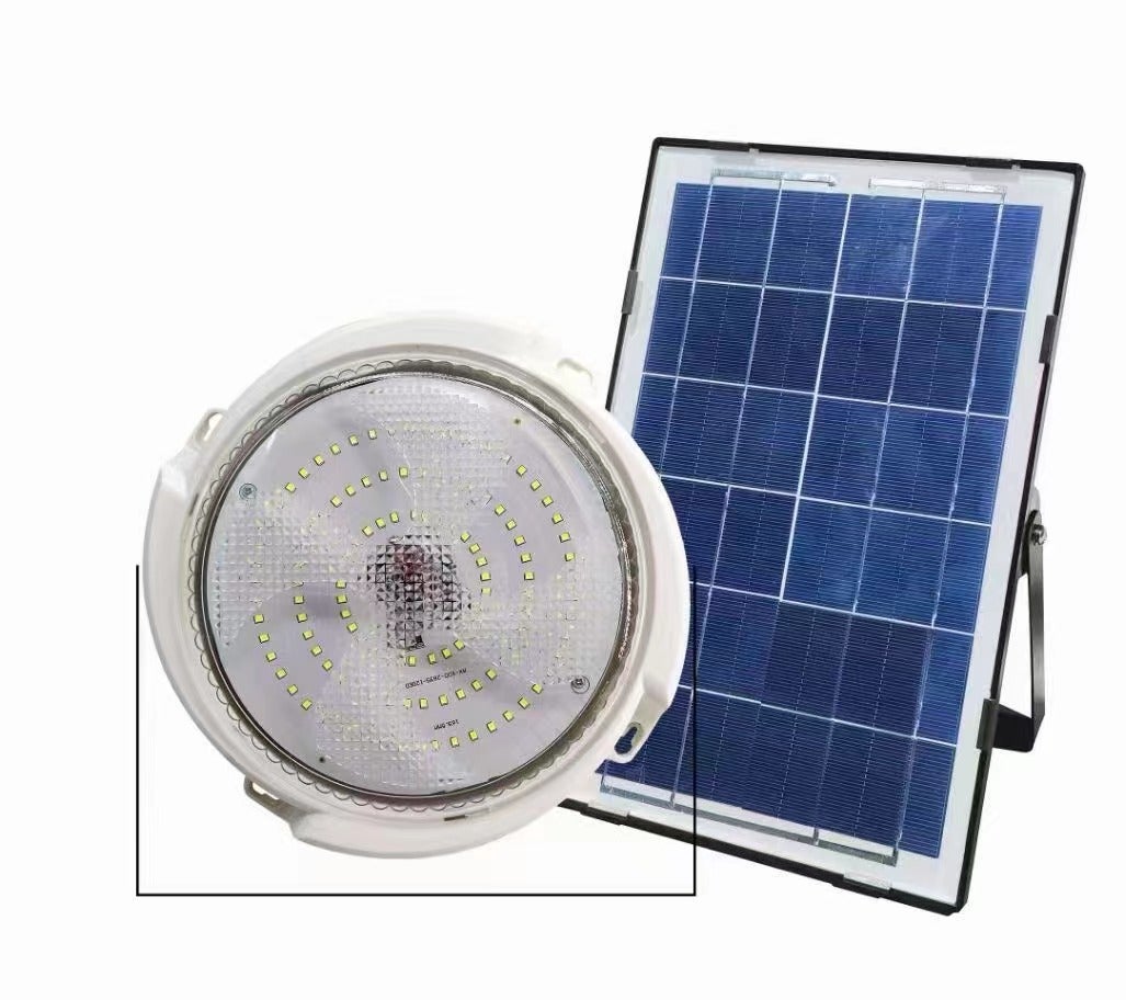 Plafon LED solarny 50W 5000K IP65 z czujnikiem zmierzchu i pilotem biały MasterLED