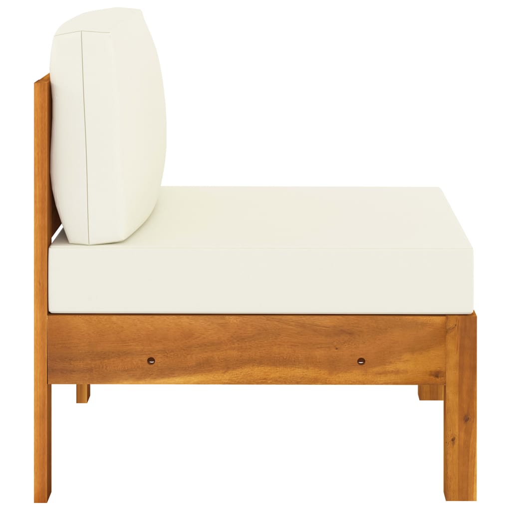 Maison Exclusive - Canapé de jardin 3 places et coussins blanc crème Bois d'acacia - 8