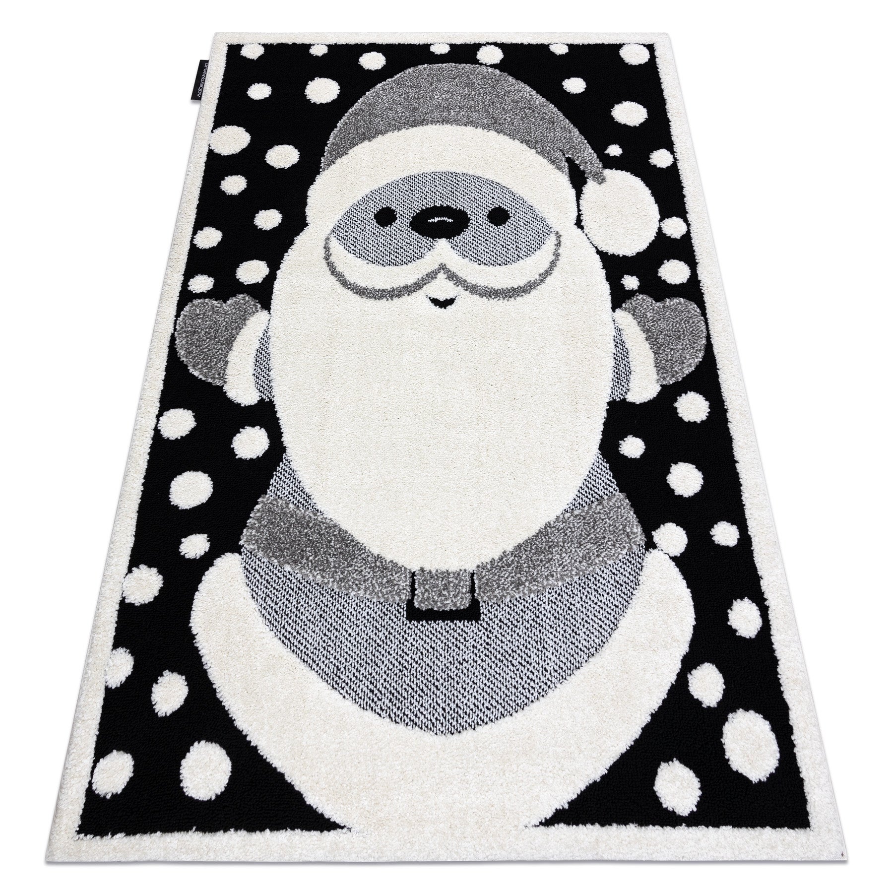 Dywan dziecięcy JOY Santa Święty Mikołaj dla dzieci - Strukturalny, dwa poziomy runa czarny / krem 140x190 cm