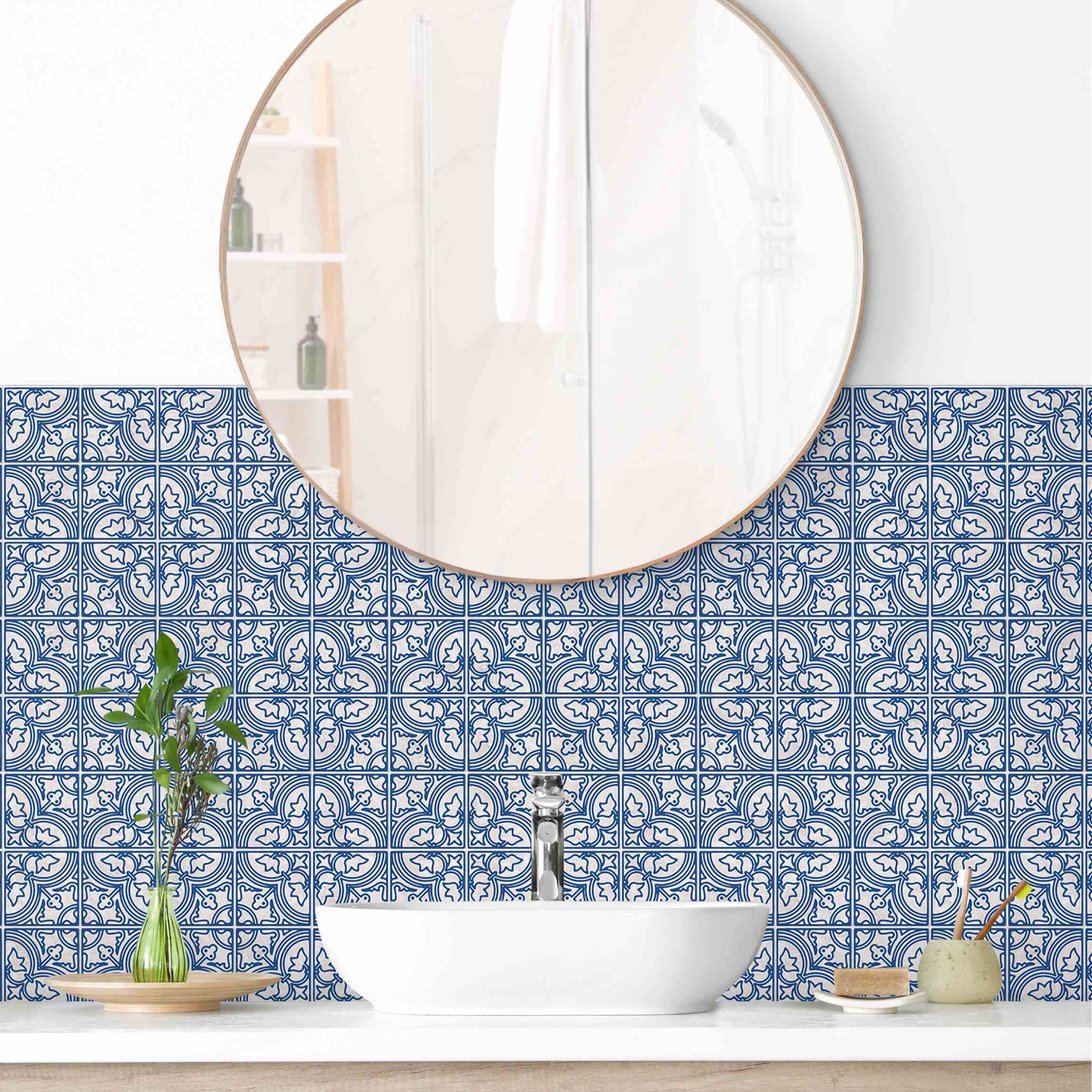 Revestimento para casa de banho - Tile Pattern Faro Blue 50 x 50 cm ...