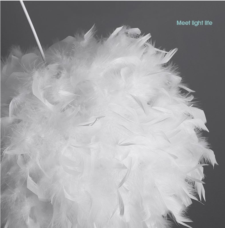 Suspension plume luminaire blanc moderne lustre abat-jour 30cm pour salons chambres d'enfants ampoule non incluse - 9