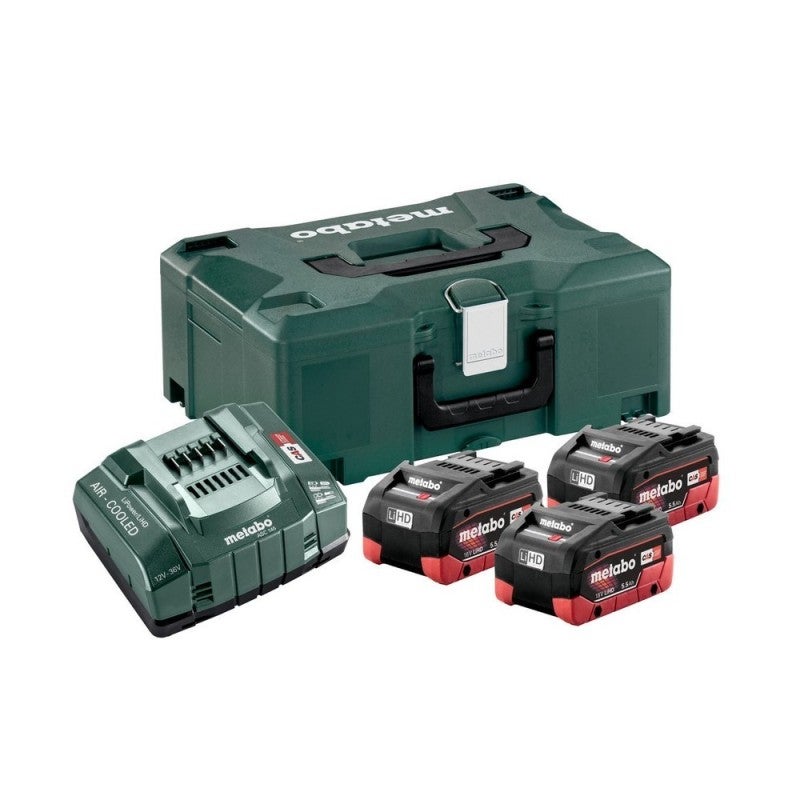 Pack 3 batteries 18 V LiHD 5.5 Ah avec chargeur et coffret 685069000 Metabo - 5