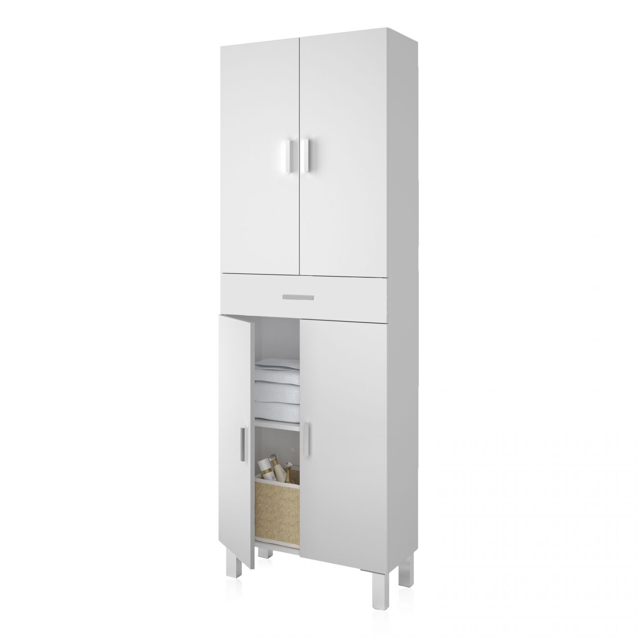 Móvel Coluna de Banho Aruba Branco 60x182x29 cm, Design Moderno e Funcional - 4