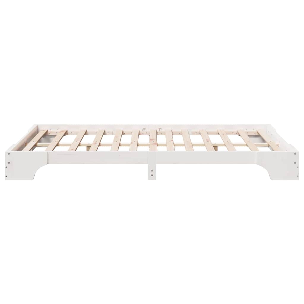 Cadre de lit en pin massif blanc, pour la chambre, 120 × 190 cm - 6