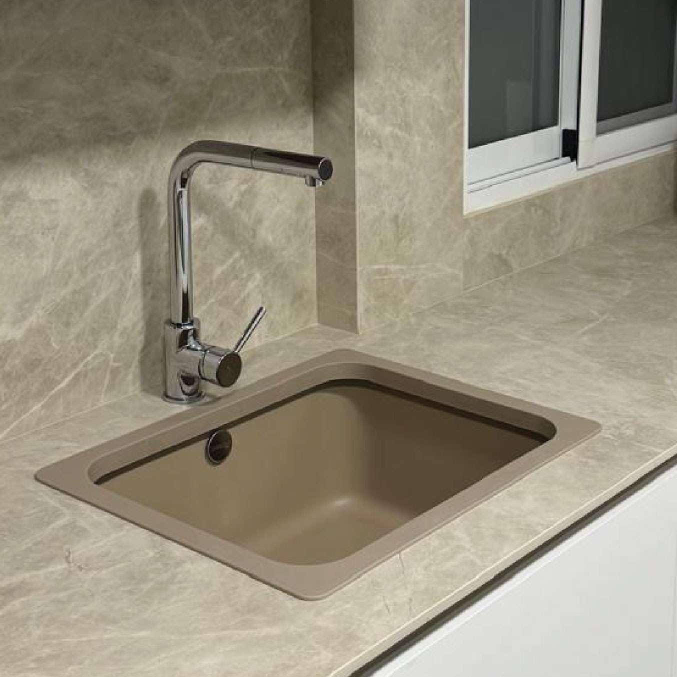 Protezione del piano di lavoro per lavello sottopiano 49x43,1 cm beige - 2