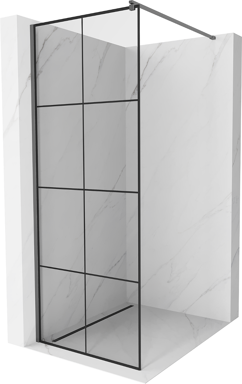 Mexen Kioto ścianka prysznicowa Walk-in 80 x 200 cm, czarna kratka 8 mm, gun metal - 800-080-101-95-77