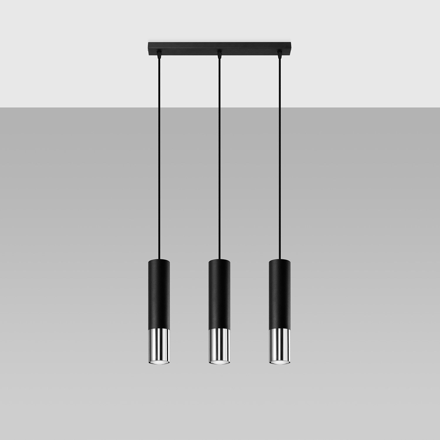 Lampa wisząca Loopez czarno-srebrna 3xGU10x40W tuby wym: 100 x 29 x 29 cm metal Sollux Lighting